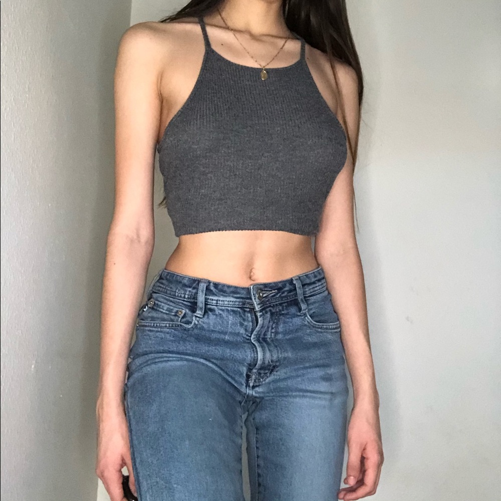 JOHN GALT/BRANDY MELVILLE Gray Halter Top